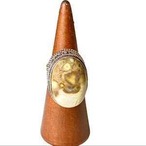 Natural Dendrite Opal Gemstone in a Handcrafted 925 Stamped Ring (7.75)